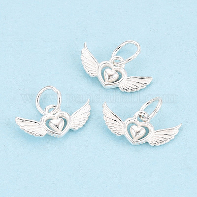 925 подвеска в виде сердца из стерлингового серебра с ангельскими крыльями&nbsp;STER-T009-13S-1