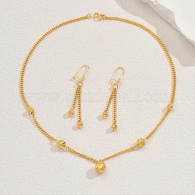 Комплект из ожерелья и серег из круглых бусин из сплава для женской вечеринки RA8718-1