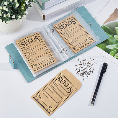 5-дюймовый чехол из искусственной кожи органайзер для хранения семян сада альбом с 2 кольцами DIY-FH0009-80A-1