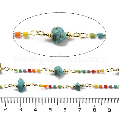 Цепи из синтетической бирюзы и стекла CHC-K014-15G-01-1