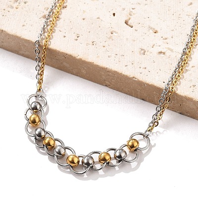 Браслеты из круглых бусин из нержавеющей стали 304 BJEW-Q038-07GP-1