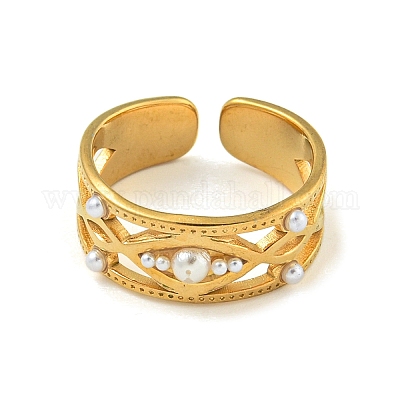 Ионное покрытие (ip) 304 нержавеющая сталь манжета открытые кольца RJEW-K283-04G-1