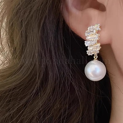 Круглые серьги-гвоздики из сплава с кристаллами и стразами FS-WGBAD05-01-1