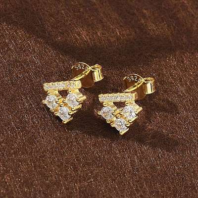 925 серьги-гвоздики из стерлингового серебра с прозрачным кубическим цирконием EJEW-Q032-01C-G-1