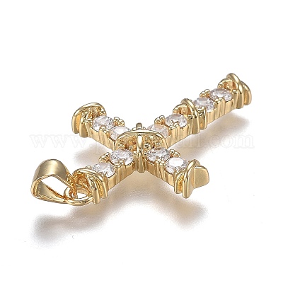 Латунные микропаве прозрачные подвески с фианитом ZIRC-A011-34G-1