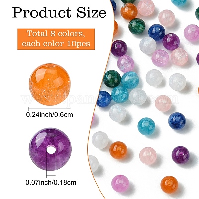 80шт 8 цвета круглые бусины из смолы с имитацией кошачьего глаза RESI-YW0001-81-1