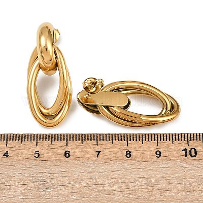 Овальные серьги-гвоздики из нержавеющей стали 304 EJEW-I319-01G-1