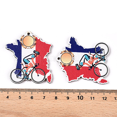 Подвески из дерева с французской тематикой WOOD-N016-07-1