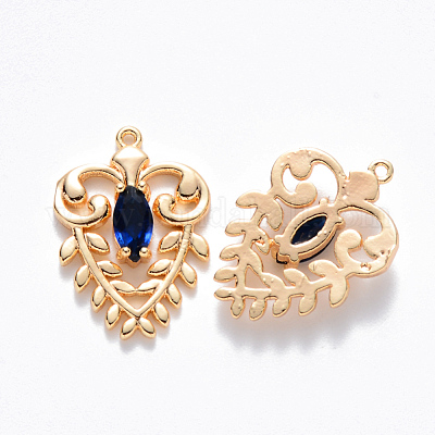 Латунь стекло кулоны KK-T049-057G-02-NF-1