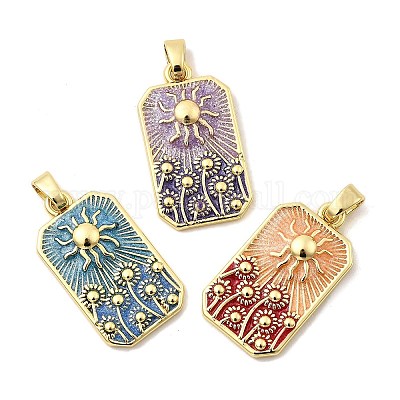 Прямоугольник с подвесками из латуни в форме солнца KK-C134-35G-1