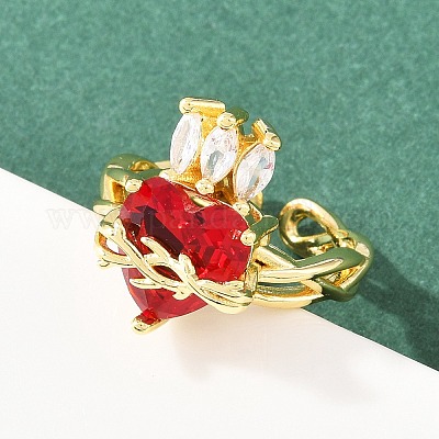 Манжеты из латуни с микро паве кубический цирконий для женщин RJEW-A088-06G-1