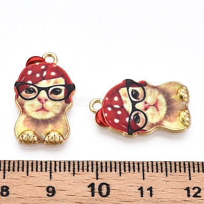 Подвески из сплава светлого золота с принтом ENAM-N056-208G-1