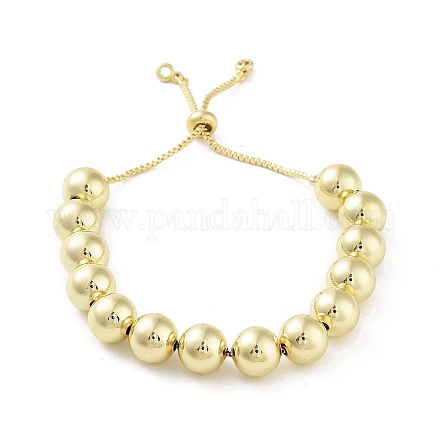 Bracelets coulissants réglables en perles rondes en laiton BJEW-D039-31D-G-1