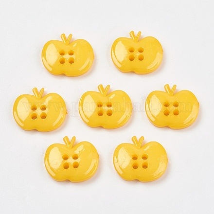 4-Hole Apple Acrylic Buttons for Clothes Accessories Crafts X-BUTT-E038-05-1