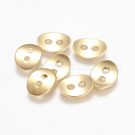 304ステンレス製のボタン  オーバル  ゴールドカラー  13.5x10.5x1.5mm  穴：2mm STAS-K149-18G-1