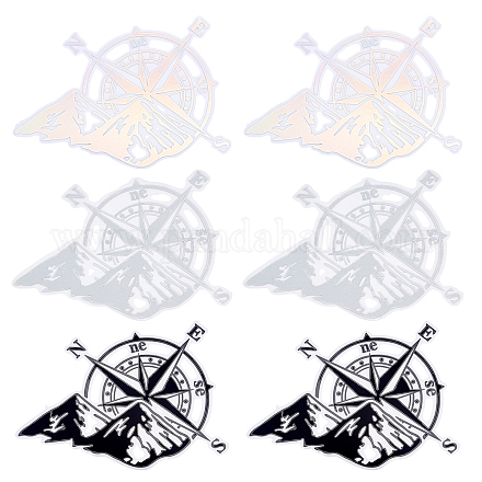 SUPERFINDINGS 6 Sheets 3 Colors Mountain Compass Car Decal Car Hood Compass Graphics Stickers Waterproof Reflective Decal Sticker for Cars Window Bumper Laptops DIY-FH0003-66-1