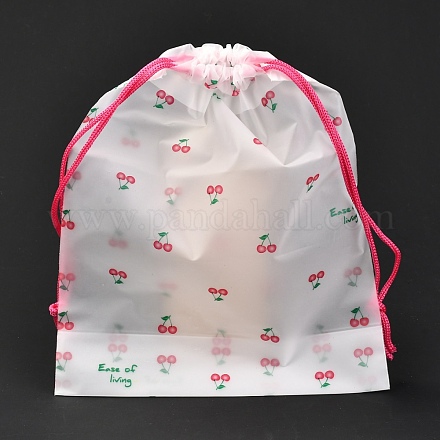 プラスチック製のつや消し巾着袋  長方形  桜柄  20x16x0.02~0.2cm ABAG-M003-01A-03-1