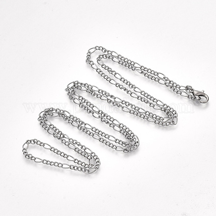 Brass Coated Iron Figaro Chain Necklace Making MAK-T006-03B-1