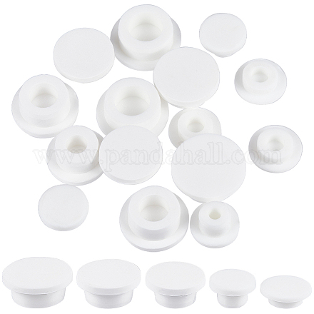 GORGECRAFT 15Pcs 5 Sizes White Silicone Bottle Stopper Hole Plug Replacement Tube Seal Plug 15-26.5mm Inner Diameter Round Soft Flexible Reusable Waterproof End Covers for Bottles Pipes Pots AJEW-GF0007-94-1