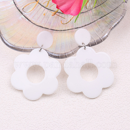 Цветок с плоскими круглыми непрозрачными акриловыми подвесками-серьгами FS-WG69462-08-1