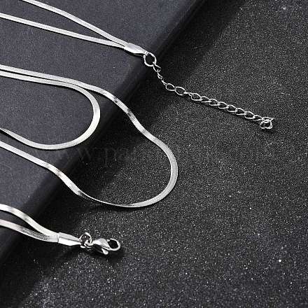 Ожерелья из двух цепочек с плоской цепочкой-змейкой из нержавеющей стали 304 NJEW-Q039-01P-1