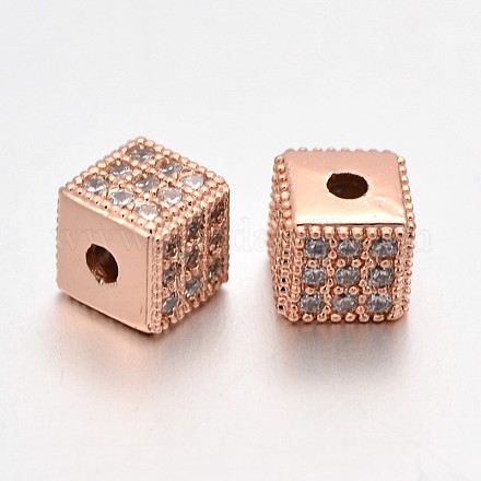 Micro latón moda pavimentan abalorios cubo de óxido de circonio cúbico ZIRC-J009-01RG-1