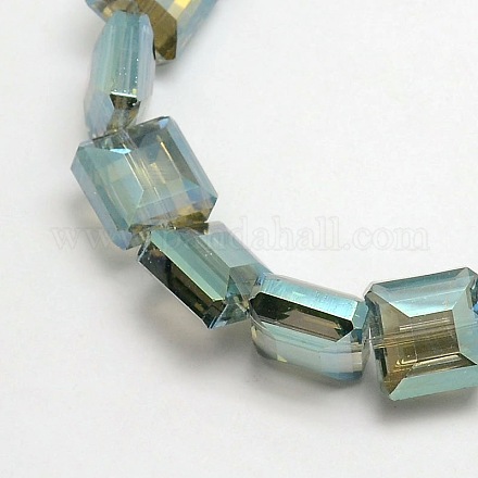 Electroplate Crystal Glass Square Beads Strands EGLA-F064B-07-1