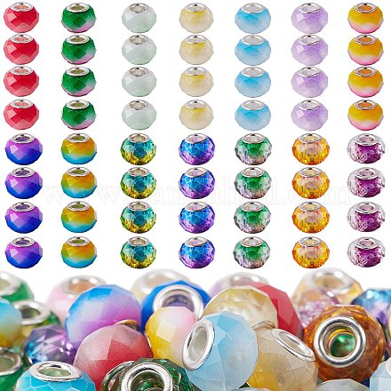 56pcs 14 couleurs de perles européennes en verre peintes au four DGLA-SZ0001-01-1
