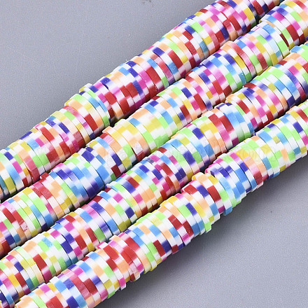 Hebras de cuentas de arcilla polimérica hechas a mano de color arcoíris CLAY-R091-6mm-02-1