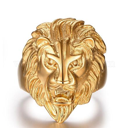 Fashion 316L Surgical Stainless Steel Lion Rings for Men RJEW-BB03952-10-1