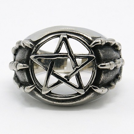 Personalisierte 304 Edelstahl Stern Ringe für Männer X-RJEW-F015-18-1