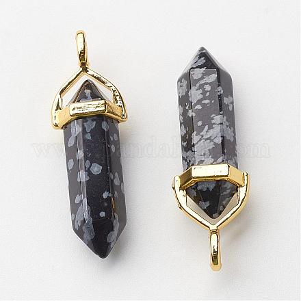 Natural Snowflake Obsidian Pointed Pendants G-G902-A05-1