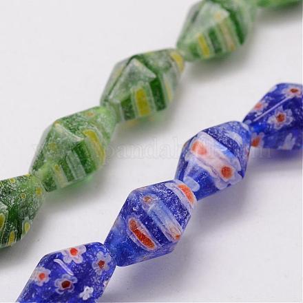 Handmade Millefiori Glass Beads Strands LAMP-G110-M-1