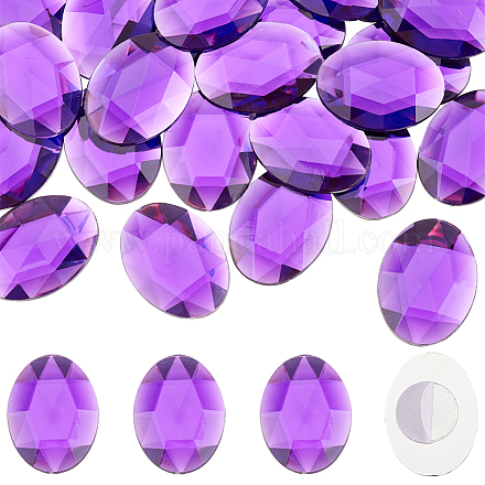 FINGERINSPIRE 30Pcs 30x40mm Flat Back Oval Acrylic Rhinestones Crystals Bling Sticker Purple Self Adhesive Jewels Embelishments Plastic Crystals Gems for Cosplay Costume Jewelry Making Home Decor SACR-FG0001-02A-1