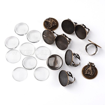 25mm Transparent Clear Domed Glass Cabochon Cover for Brass Portrait Ring Making KK-X0019-NF-1