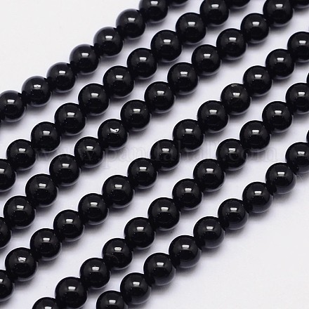 Turmalina negro natural hebras de perlas redondo G-I160-01-6mm-1