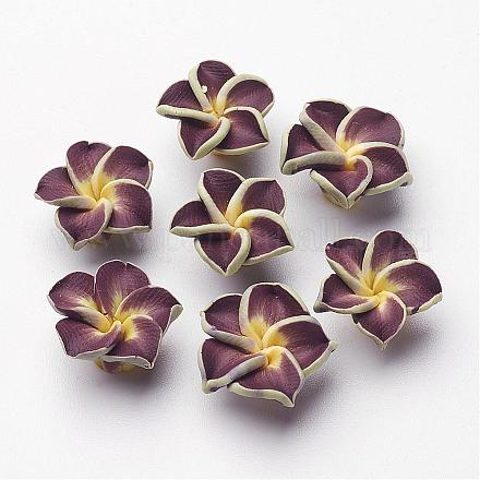Handmade Polymer Clay 3D Flower Plumeria Beads X-CLAY-Q192-15mm-02-1