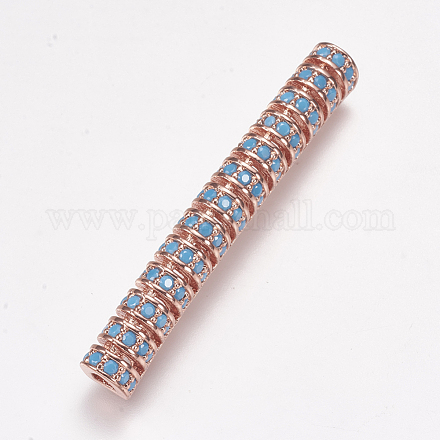 Perles tubes en laiton avec zircone cubique de micro pave ZIRC-K073-47-01RG-1
