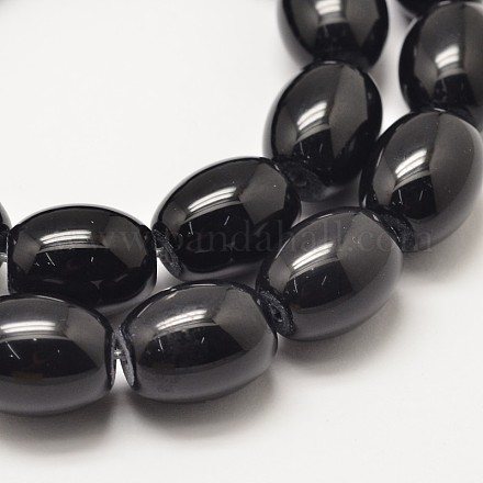 Dyed Natural Black Onyx Barrel Beads Strands G-P091-20-1