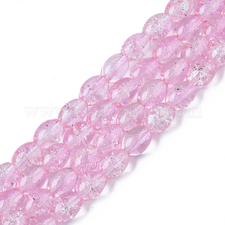 Trasparente perle di vetro crackle fili DGLA-S085-6x8-21-1