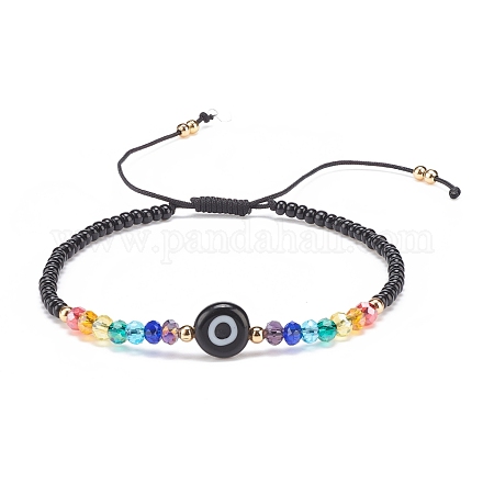 Lampwork Evil Eye & Glass Beaded Bracelet BJEW-JB08367-04-1