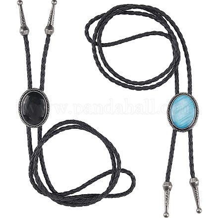 2 шт. 2-х цветное ожерелье-лариат из искусственной кожи NJEW-GF0001-16-1