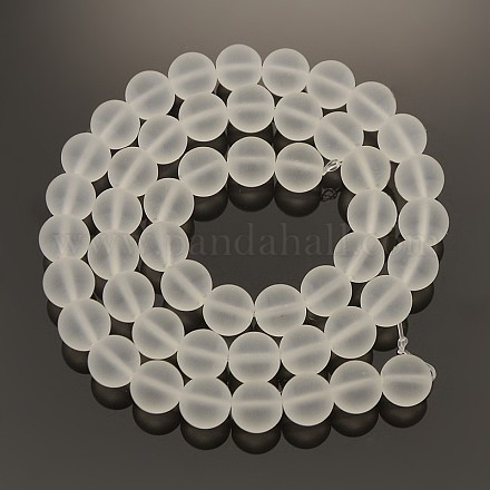 Chapelets de perles rondes en verre transparent mat FGLA-P002-8mm-03-1