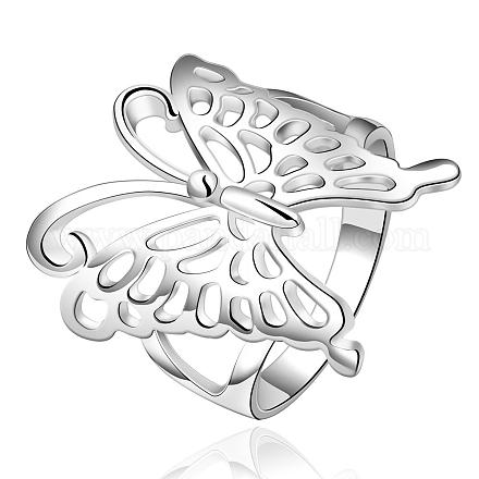 Ottone moda anelli farfalla cavi cubi per le donne RJEW-BB08997-7-1