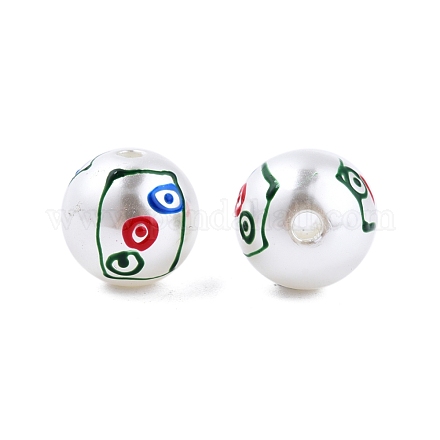 Cuentas de esmalte de perlas de imitación de plástico abs con tema de mahjong KY-G020-04D-1