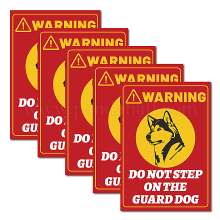 防水ポリ塩化ビニールの警告サインのステッカー  単語の長方形  犬の模様  25x17.5cm  5個/セット DIY-WH0237-006-1