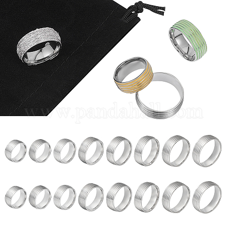 Unicraftale 18Pcs 9 Size 201 Stainless Steel Grooved Finger Ring Settings STAS-UN0049-59-1