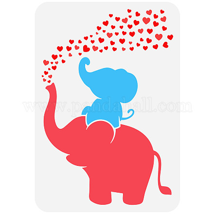 Fingerinspire pochoir d'éléphant de coeur aimant 11.7x8.3 pouce mère et enfant éléphants dessin pochoir réutilisable évider coeur artisanat pochoir pour scrapbook DIY-WH0396-0035-1