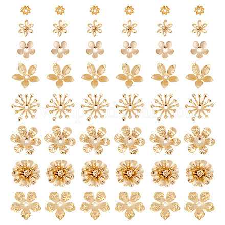 Arricraft 64 pièces 8 styles de bouchons de perles en laiton KK-AR0003-57-1