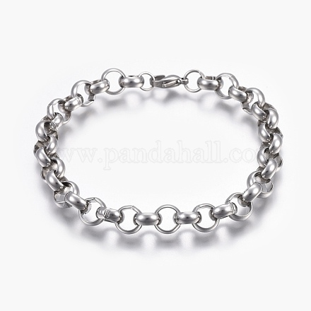 Bracelets avec chaîne rolo en 304 acier inoxydable BJEW-L634-03B-P-1
